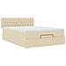 Pouf Letto con Materasso e LED Crema 140x200 cm in Tessuto - Foto miniatura 7