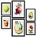 Set Di 6 Stampe Poster Di Frutta Estiva, Verdura E Cibi Sani In Acquerello Su Bianco Puro A3 & A4 Cornice Nera - Foto miniatura 1