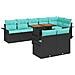 Set Divano da Giardino con cuscino 9 pcs Nero e blu - Foto miniatura 1