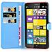 Custodia Compatibile Con Nokia Lumia 1320 In Pastello Blu - Coperchio Protettiva Con Chiusura Magnetica, Funzione Stand E Tasca Per Le Carte - Foto miniatura 2