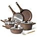 10 Set di pentole e padelle a induzione - Set di pentole e padelle con coperchio per tutte le fonti di riscaldamento - Pentole antiaderenti - Coperchio in vetro - Set di pentole antiaderenti - Pentole senza Pfoa - Pfas - Grip freddo soft touch - Foto miniatura 1