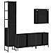Set Mobili Da Bagno 4 Pz Nero In Legno Multistrato - Foto miniatura 7