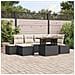 Set da Pranzo da Giardino in 7 Pezzi con Cuscini in Polyrattan Nero e Acacia - Foto miniatura 2