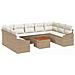 Set di divani da giardino 10 pezzi con cuscini Beige Polirattan Acacia - Foto miniatura 1