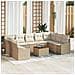 Set di divani da giardino 10 pezzi con cuscini Beige Polirattan Acacia - Foto miniatura 2