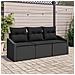 Set divano da giardino da 3 pezzi con cuscini Nero Rattan Polietilene - Foto miniatura 2