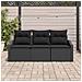 Set divano da giardino da 3 pezzi con cuscini Nero Rattan Polietilene - Foto miniatura 3