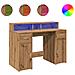 Scrivania con Luci LED Rovere 120x55x91 cm in Legno Multistrato - Foto miniatura 1