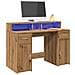 Scrivania con Luci LED Rovere 120x55x91 cm in Legno Multistrato - Foto miniatura 2