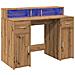 Scrivania con Luci LED Rovere 120x55x91 cm in Legno Multistrato - Foto miniatura 3