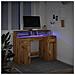 Scrivania con Luci LED Rovere 120x55x91 cm in Legno Multistrato - Foto miniatura 5