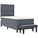 Letto con Rete a Molle con Materasso e Panca Grigio Scuro 100x200 cm Velluto - Foto miniatura 8