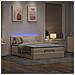 Pouf Letto con Materasso e LED Crema 140x200 cm in Tessuto - Foto miniatura 3