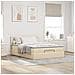 Pouf Letto con Materasso e LED Crema 140x200 cm in Tessuto - Foto miniatura 4