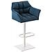 Sgabello Alto Bar Damaso I Sgabello Design Cucina Trapuntato in Tessuto con Braccioli E Schienale Imbottiti l Sedia Sgabello Bar Pub con Poggiapiedi Blu Bianco - Foto miniatura 1