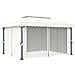 Gazebo Con Tende 4x3 Cm Bianco Crema Alluminio - Foto miniatura 3