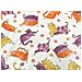 Completo Lenzuola Letto 100% Cotone Disegno Gatti Animali Micio Colorato Mod Rp Made In Italy 2 Piazze Arancio - Foto miniatura 3