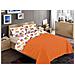 Completo Lenzuola Letto 100% Cotone Disegno Gatti Animali Micio Colorato Mod Rp Made In Italy 2 Piazze Arancio - Foto miniatura 1
