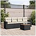 Set Divani da Giardino 5 pz con Cuscini in Polyrattan Nero - Foto miniatura 2