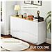 Credenza Moderna con Armadietti a 2 Ante, Chiusura Ammortizzata e Ripiani Regolabili, 140x40x75cm, Bianco Lucido - Foto miniatura 3