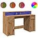 Scrivania con Luci LED Rovere 140x55x91 cm in Legno Multistrato - Foto miniatura 1