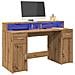 Scrivania con Luci LED Rovere 140x55x91 cm in Legno Multistrato - Foto miniatura 2