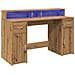 Scrivania con Luci LED Rovere 140x55x91 cm in Legno Multistrato - Foto miniatura 3