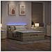 Pouf Letto con Materasso e LED Crema 140x200 cm in Tessuto - Foto miniatura 3