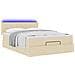 Pouf Letto con Materasso e LED Crema 140x200 cm in Tessuto - Foto miniatura 6