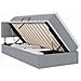Letto con contenitore e LED Grigio chiaro 90 x 190 cm Tessuto - Foto miniatura 1
