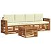 Set divani 5 pcs Naturale e Crema Legno di Acacia Massello - Foto miniatura 1