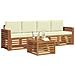 Set divani 5 pcs Naturale e Crema Legno di Acacia Massello - Foto miniatura 3