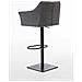 Sgabello Alto Bar Damaso I Sgabello Design Cucina Trapuntato in Tessuto con Braccioli E Schienale Imbottiti l Sedia Sgabello Bar Pub con Poggiapiedi Grigio Titanio Nero - Foto miniatura 4