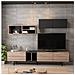 Mobile Porta Tv Diany Moderno Componibile, Libreria - Con Ante, Ripiani, Mensole - Da Salotto - Nero In Legno, 195 X 37 X 45 Cm - Foto miniatura 3
