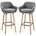 Set Di 2 Sgabelli Da Bar Moderni Con Cuscino, Gambe In Legno E Rivestimento In Tessuto, 55x48x100cm Grigio - Foto miniatura 1