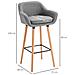 Set Di 2 Sgabelli Da Bar Moderni Con Cuscino, Gambe In Legno E Rivestimento In Tessuto, 55x48x100cm Grigio - Foto miniatura 8