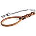 Manigliotto A Tre Fili In Cuoio Con Catena In Acciaio Per Cani Linea Intreccio - Foto miniatura 1