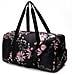 Weekender Bag - 56 Cm. / 52l - Borsa Da Viaggio / Borsa Sportiva / Da Ginnastica Con Tasca Per Scarpe (black Floral)  - Foto miniatura 6
