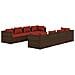 Set Divani Da Giardino 9 Pz Con Cuscini In Polyrattan Marrone - Foto miniatura 1