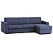 Divano Letto Alisea, Divano Ad Angolo, 100% Made In Italy, Sofà Con Apertura Girevole, Con Penisola Contenitore Reversibile, Con Braccioli Slim, Cm 260x95h90, Blu - Foto miniatura 2