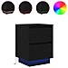 Comodini Con Luci Led 2 Pz Nero 38x34x50 Cm - Foto miniatura 2