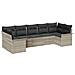 Set di Divani da Giardino a 7 Pezzi con Cuscini Grigio Chiaro in Polyrattan - Foto miniatura 1