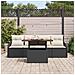 Set divano da giardino  di 5 pezzi con cuscini neri in rattan polietilene acacia, Divano da giardino  a 2 posti con cuscini neri in rattan polietilene - Foto miniatura 3