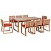 Set Da Pranzo Da Giardino 8 Posti Sassari Premium Con Cuscini Legno Di Acacia Certificato Rosso - Foto miniatura 2