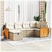 Set Divano da Giardino 6 pz con Cuscini Beige in Polyrattan - Foto miniatura 2