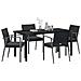 Set da Pranzo per Giardino 5 pcs Nero Poly Rattan - Foto miniatura 3