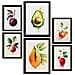 Set Di 6 Stampe Poster Di Frutta Rinfrescante, Verdura E Cibo Sano In Acquerello Su Bianco Puro A3 & A4 Cornice Nera - Foto miniatura 1
