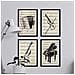Set Di 4 Stampe Sfondo Con Pentagramma Musicale Raffigurazione In Primo Piano Di Strumenti Musicali Pianoforte Violino Violoncello Cornice Nera A4 - Foto miniatura 1