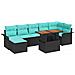 Set Divano da Giardino con cuscino 8 pcs Nero e Blu polyrattan - Foto miniatura 1