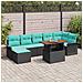 Set Divano da Giardino con cuscino 8 pcs Nero e Blu polyrattan - Foto miniatura 2